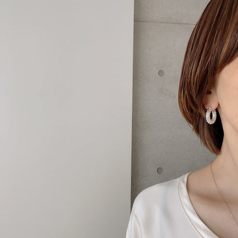 tweed pierce/earring